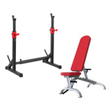 Set Rack P/ Sentadilla Y Pecho Gym  + Banco Multiposiciones