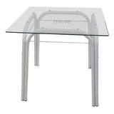 Mesa Jantar Sofia Vidro 80cm Quadrado Base Metalon