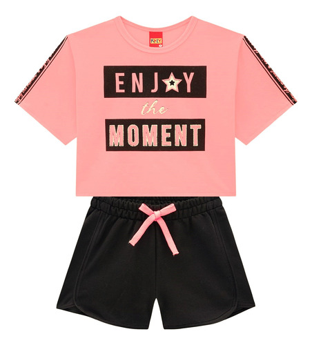 Conjunt Kyly Juvenil Menina Verão Short Blus Cropped 10 A 18