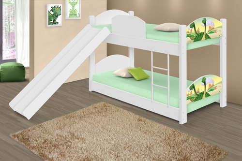 Beliche Mini Cama Casal Dinossauros Com Escorregador