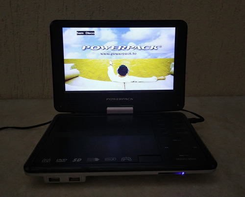 Dvd Portátil Powerpack 9 Polegadas Usb Mp3 Av E Fonte 