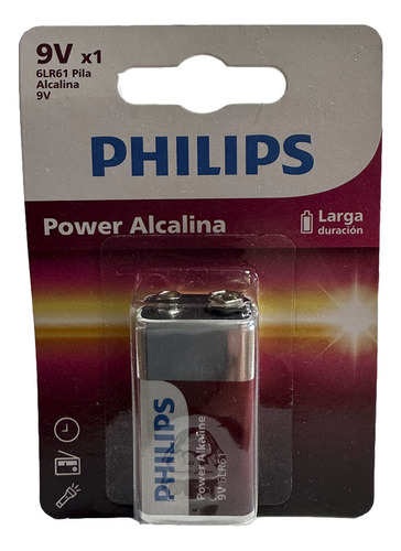 Pila Bateria 9v Philips Power Alcaline Blister
