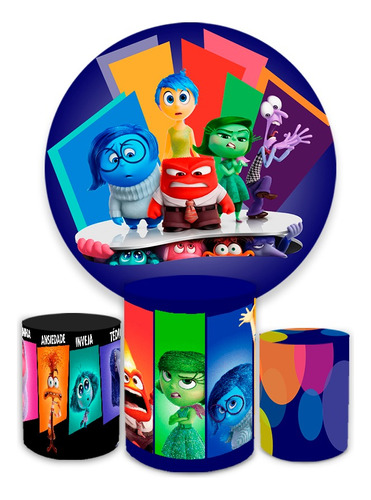 Kit Painel Redondo+trio Capas Cilindros Tema Filme Divertid2