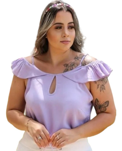 Blusinha Ciganinha Em Viscose Alça Regulavel Manga Curta