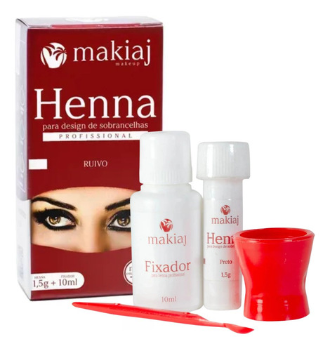 Henna P/ Design Sobrancelha 1,5g C/ Pazinha E Fixador Makiaj