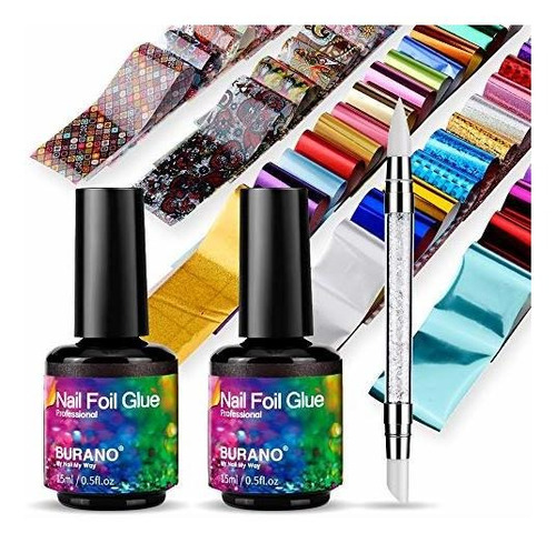 Equipo Para Decorar Uñas Burano Nail Art Foil Glue Gel, 15 M