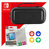 Case Capa Estojo  Switch Oled + Película Vidro + 4 Grip