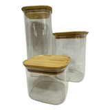 Pote De Vidro Para Mantimentos Tampa Bambu Tupperware 