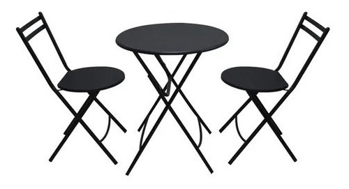 Set Mesa 2 Sillas Plegables Brang Estructura Tubular Negra