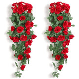 Pack 2 Ramas Rosas Follaje 90cm Colgante Boda Flores 