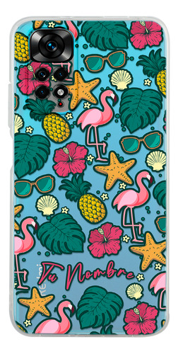 Funda Para Xiaomi Flamingos Tropical Personalizada Tu Nombre