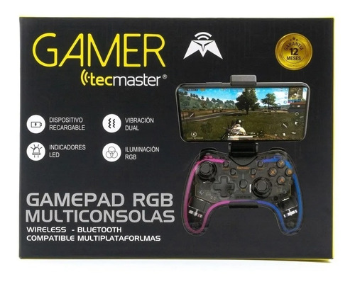 Control Gamepad Bluetooth Tecmaster Rgb Transparente