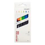 Kit 6 Caneta Brush Pen Vintage  Neon