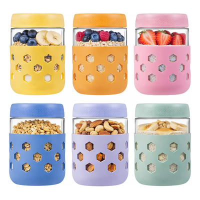 6 Frascos De Vidrio Con Tapa Recipientes Para Avena 16 Oz | Envío gratis