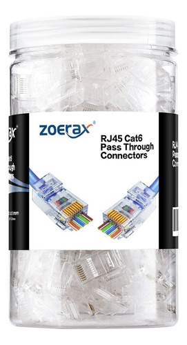 Zoerax Conector Rj45 Para Cable Rojo Cat6 200 Piezas