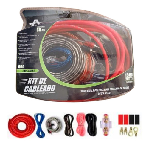 Kit Instalación Cable Rca Amplificador Audio Auto 6ga 