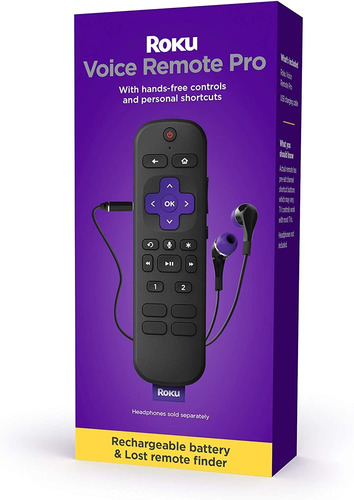 Control Remoto Roku Pro Recargable, Usb Con Control De Voz