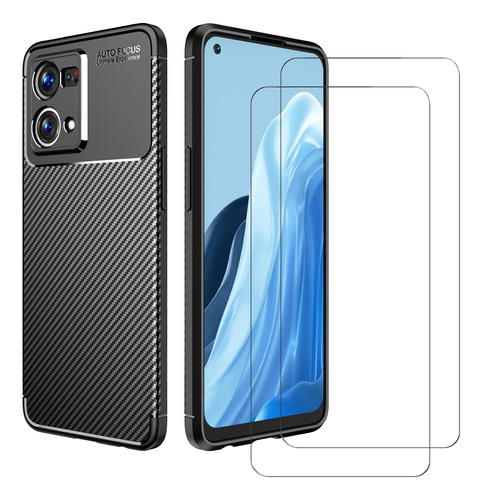 Funda + 2 Micas Para Oppo Reno7 4g/reno 7 Carcasa Flexible