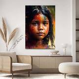 Quadro Para  Sala  India Menina  Amazonas Decoração 100x70