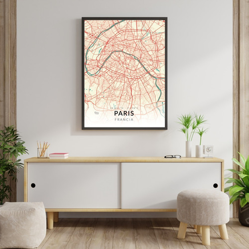 Póster/mapa De Ciudad De París Estilo Clásico De 60x90cm