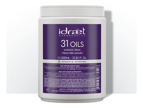 31 Oils Massage Crema Masajes Descontracturantes 1kg. Idraet