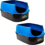 Kit 2 Caixa Sanitário Para Gatos Sandbox Furba Azul Petmia