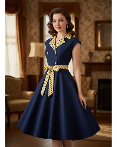 Vestido Halter, Estilo Gótico De Los Años 50 Y 60,lunares Q