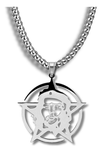 Collar Hombre Mujer Dije Pentagrama Che Guevara Color Plata