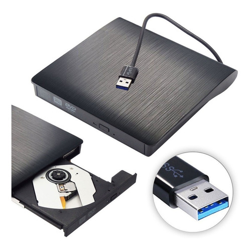 Gravador Externo Cd/dvd Usb 3.0 Slim Portatil Pc/notebook Nf