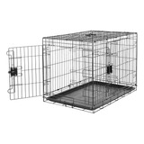 Jaula Metálica Plegable Para Perro 2 Puertas Grande 36 Color Negro