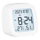 Pequeño Reloj Despertador Digital De Noche Compacto Blanco