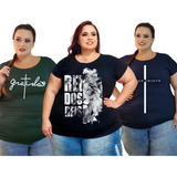 Kit 3 Tshirts Plus Size Tapa Bumbum Feminina Roupas Atacado