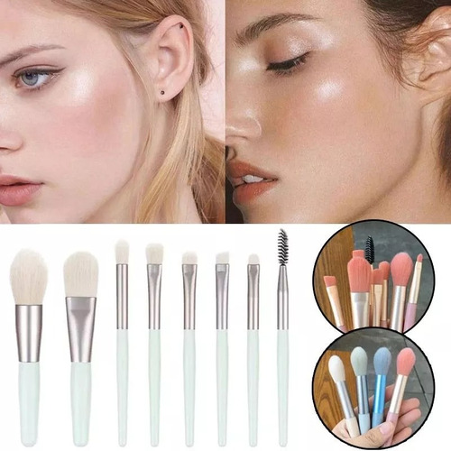 Set X 8 Brochas  Y Pinceles Para Maquillaje 