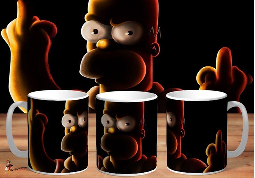 Taza De Ceramica Los Simpsons Homero Fuck You 3d 4k Art