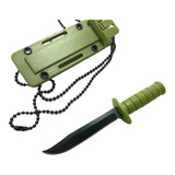 Mini Cuchillo Tactico Hoja 5,5 Cm Funda Rigida Cadena Verde