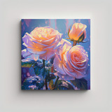 Cuadro Estilo Óleo De Rosas Vibrante Pastel 20x20cm Flores
