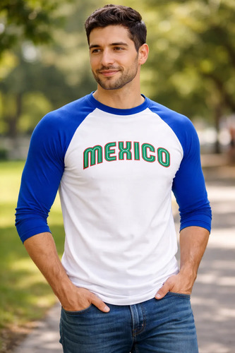 Playera Tipo Beisbolera De Mexico