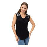 Polera Strass En Hombros Negro Mujer Fashion's Park