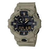 Reloj De Pulsera Casio G-shock Ga-700uc De Cuerpo Color Beige, Analógico-digital, Para Hombre, Fondo Negro, Con Correa De Resina Color Beige, Agujas Color Amarillo, Dial Beige, Subesferas Color Negro,