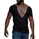 Makkrom - Camiseta Africana Dashiki Para Hombre, Estampado F