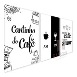 Kit 3 Quadros Placas 20x28 Mdf Quadro Am Café Pm Vinho