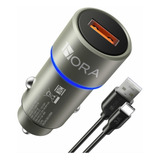 Cargador Para Auto Usb-a Qc 3.0 De Auto Con Cable Carga Turbo 18w 1hora Gar116 Gris