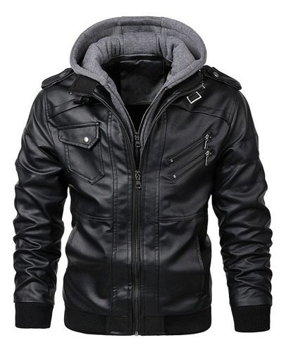 Chaquetas Cuero Pu Hombre Abrigo Motocicleta Casual Invierno