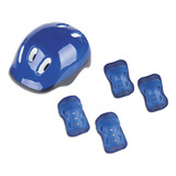 Kit Capacete Infantil Com Joelheiras E Cotoveleiras - Azul