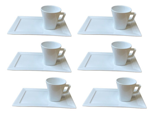 Set X6 Taza De Te Con Plato Rectangular Porcelana Oxford