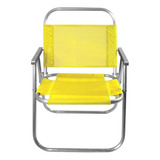   Cadeira De Praia Reforçada Aluminio 150kg Cor Amarelo