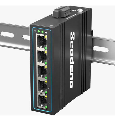 Switch Ethernet Industrial De Red Rápida, 5 Puertos Mini