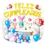 Kit De Decoracion Para Fiesta Feliz Cumpleaños La Sirenita