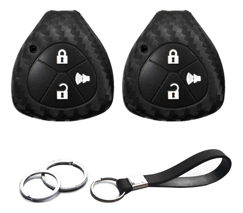 2pcs Compatible With Remote Head 3 Buttons Carbon Fiber Look