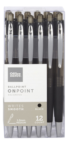 Office Depot - Boligrafos Retractiles De Agarre Suave, Punta